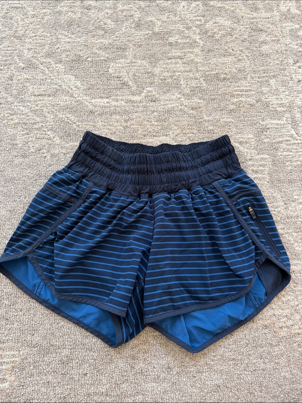 Lululemon Navy Striped Athletic Shorts